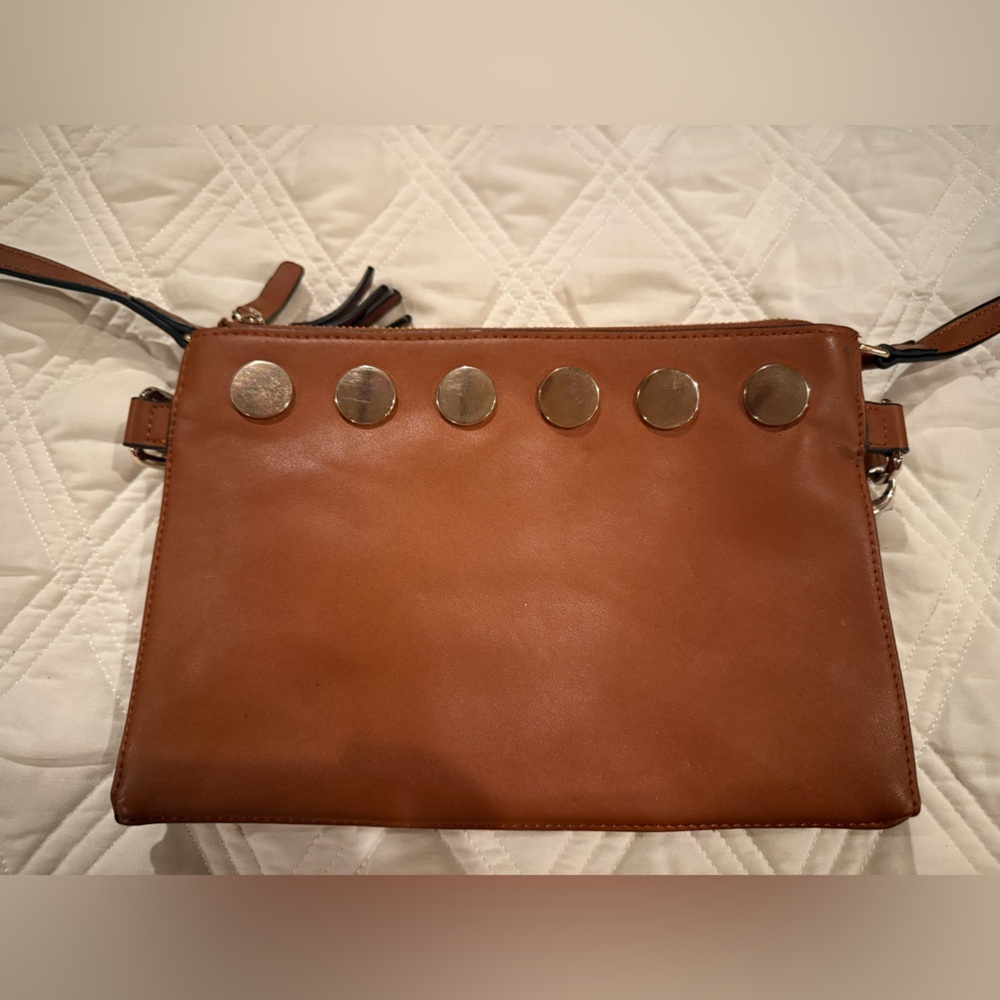 French Connection Tan Crossbody Bag with Gold Details